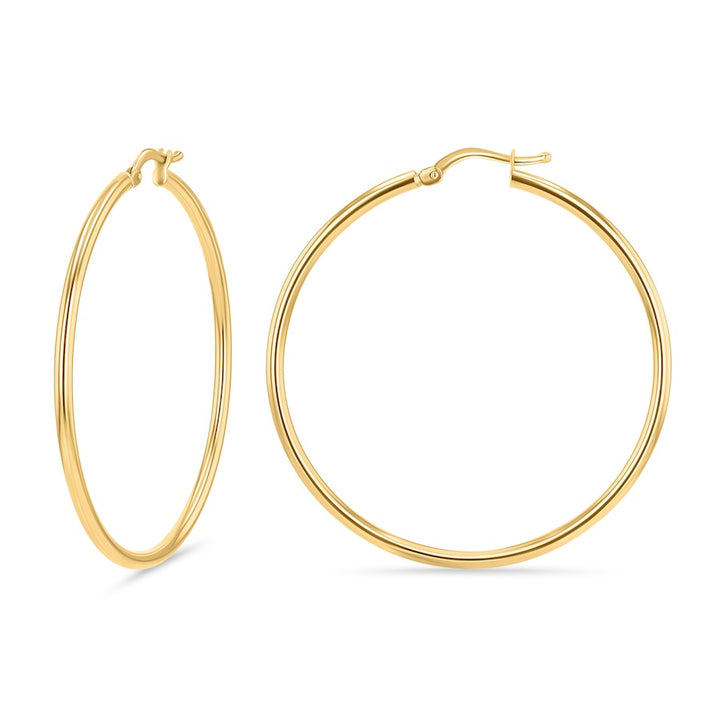 2x40mm Slim Hoop 14K Yellow Gold Hoop Earrings