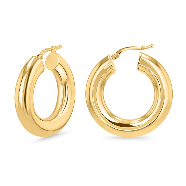 6x15mm Chunky Hoop 14K Yellow Gold Hoop Earrings