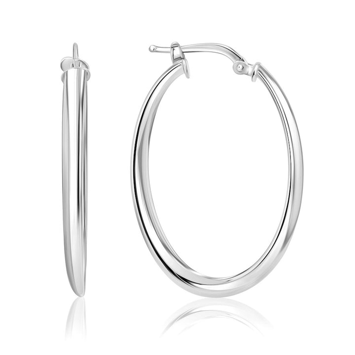 Oval Twist Sterling Silver Hoop Earrings