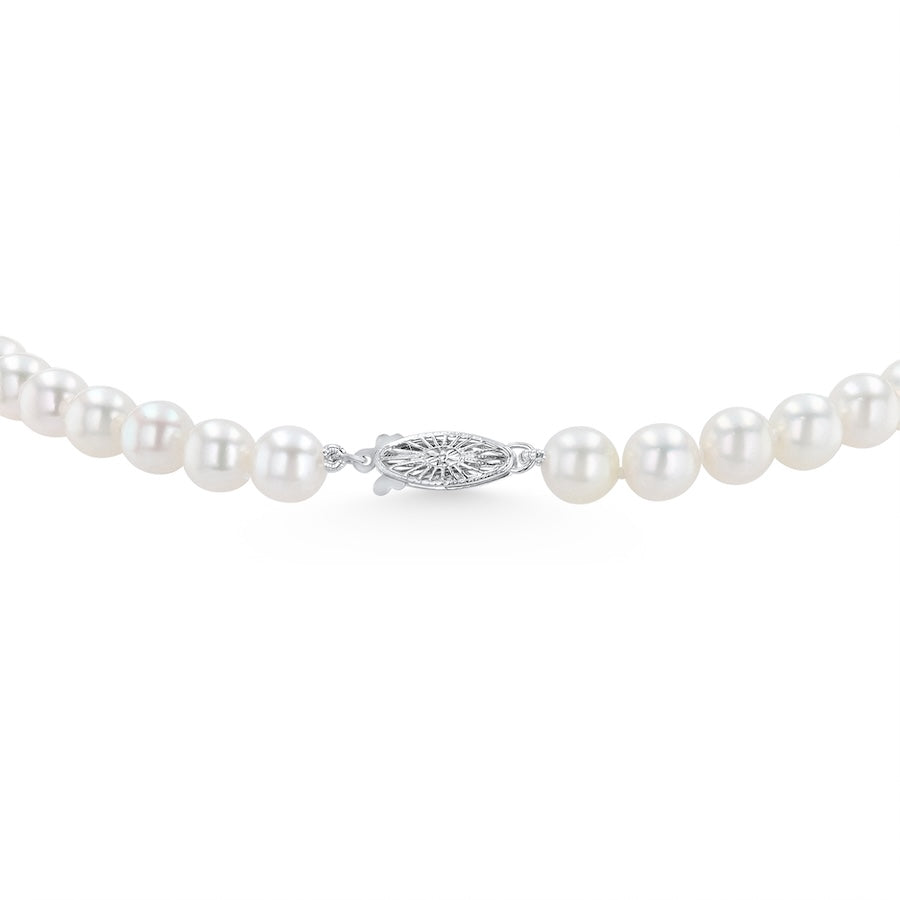 7 x 7.5mm Akoya Pearls 18" 14K White Gold Clasp