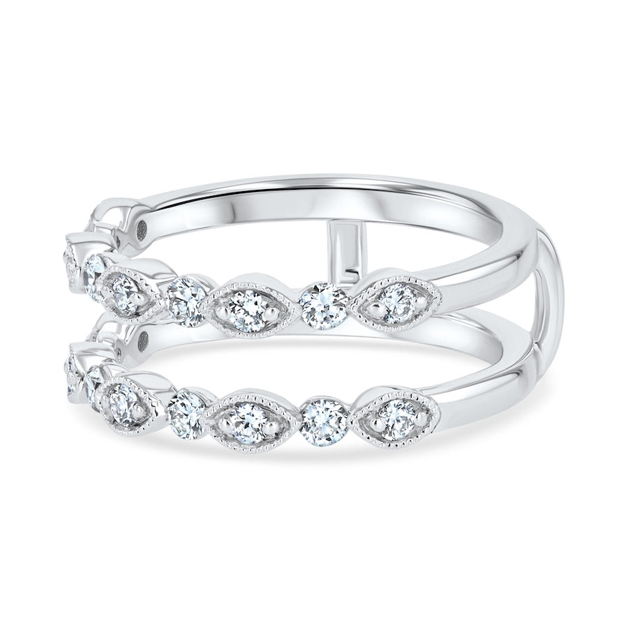 Alternating Beaded 0.57 Carat Diamond 14K White Gold Insert Band