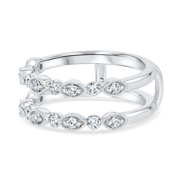 Alternating Beaded 0.57 Carat Diamond 14K White Gold Insert Band