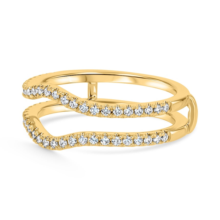 Curved 0.37 Carat Diamond 14K Yellow Gold Insert Wedding Band