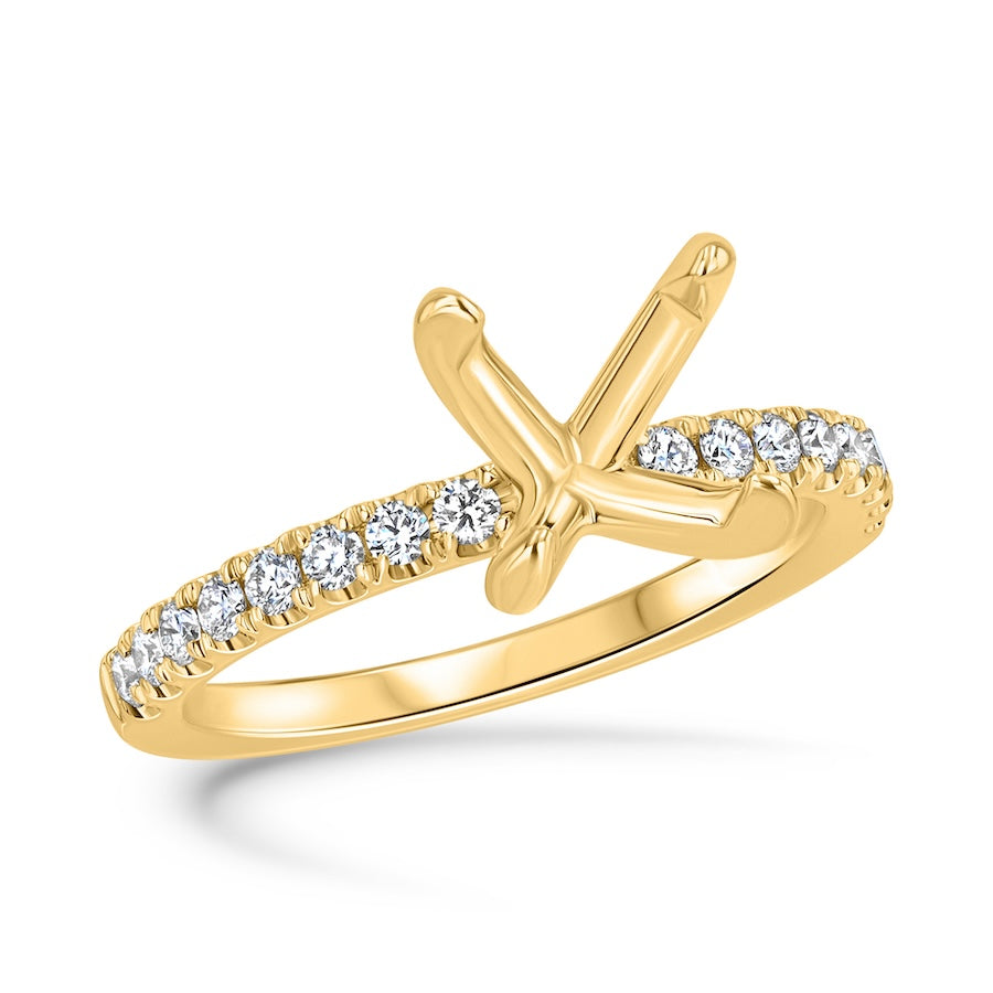 Split-Prong 0.34 Carat Single Row 14K Yellow Gold Engagement Setting