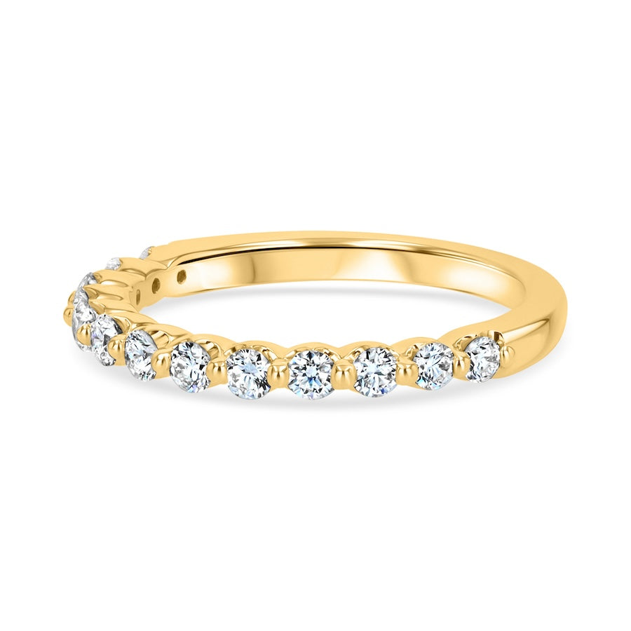 Floating 0.50 Carat Diamond Shared-Prong 14K Yellow Gold Wedding Band