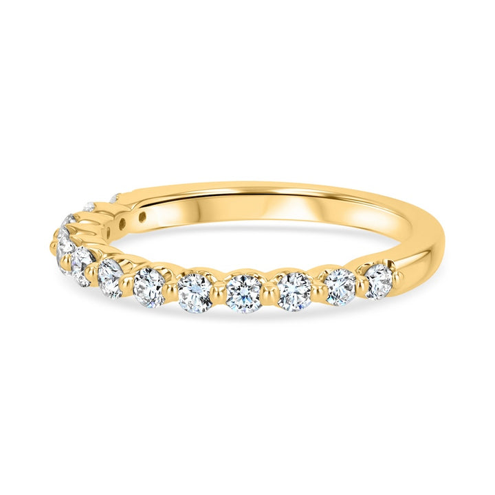 Floating 0.50 Carat Diamond Shared-Prong 14K Yellow Gold Wedding Band