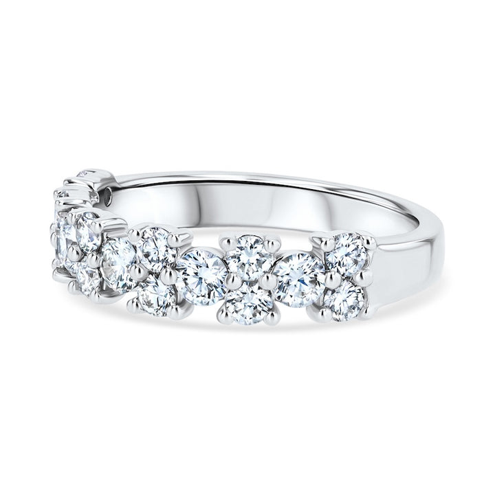 Two-to-One Alternating Diamond 14K White Gold Band