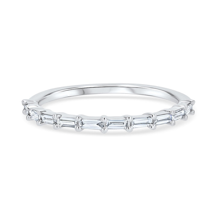 Horizontal Baguette Diamond 14K White Gold Wedding Band