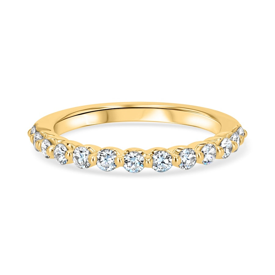 Floating 0.50 Carat Diamond Shared-Prong 14K Yellow Gold Wedding Band