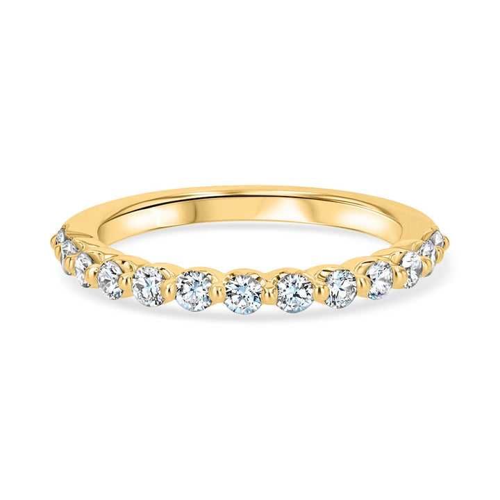Floating 0.50 Carat Diamond Shared-Prong 14K Yellow Gold Wedding Band