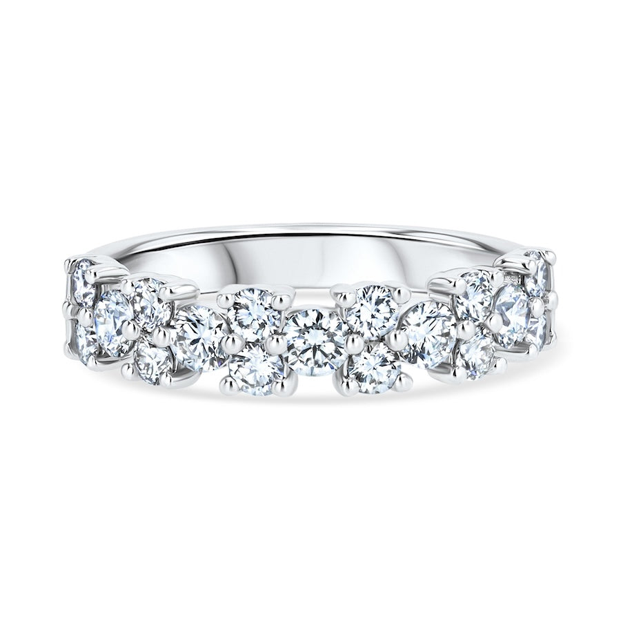 Two-to-One Alternating Diamond 14K White Gold Band