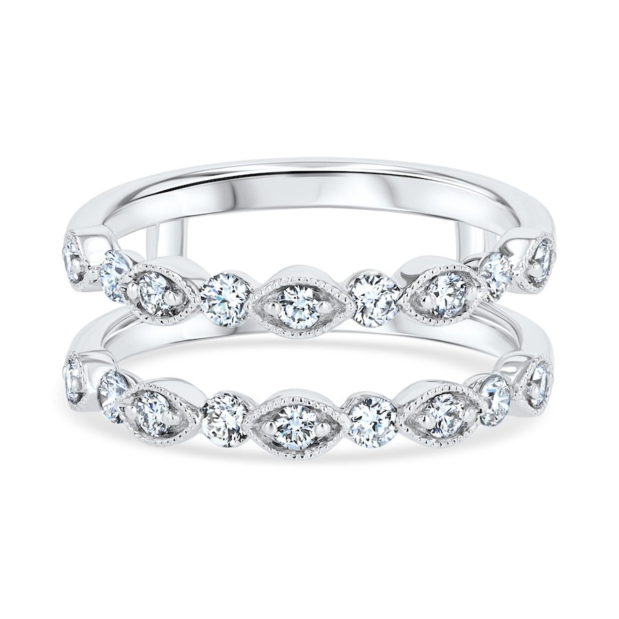 Alternating Beaded 0.57 Carat Diamond 14K White Gold Insert Band