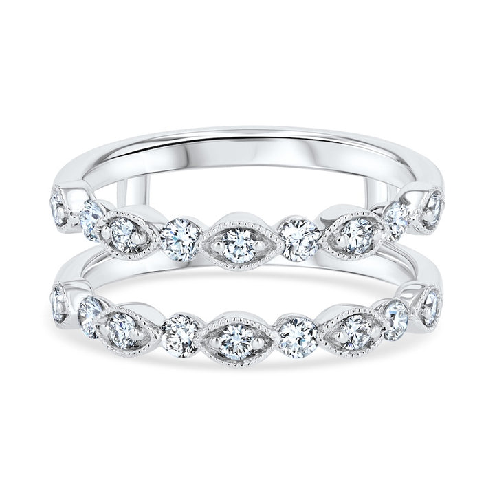 Alternating Beaded 0.57 Carat Diamond 14K White Gold Insert Band