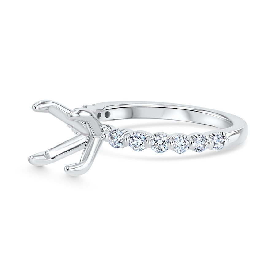 Floating 0.50 Carat Diamond Shared-Prong 14K White Gold Engagement Ring Setting