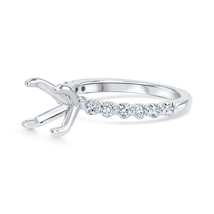 Floating 0.50 Carat Diamond Shared-Prong 14K White Gold Engagement Ring Setting