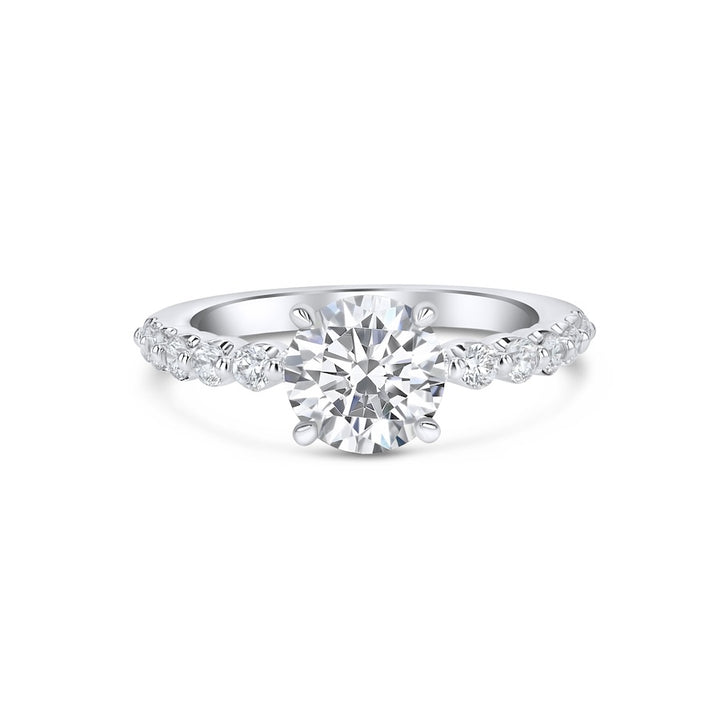 Floating 0.50 Carat Diamond Shared-Prong 14K White Gold Engagement Ring Setting