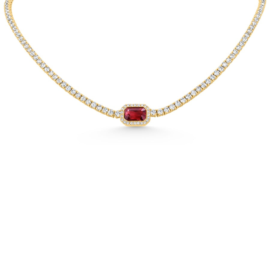 Statement Tourmaline & Lab-Grown Diamond 14K Yellow Gold Eternity Necklace