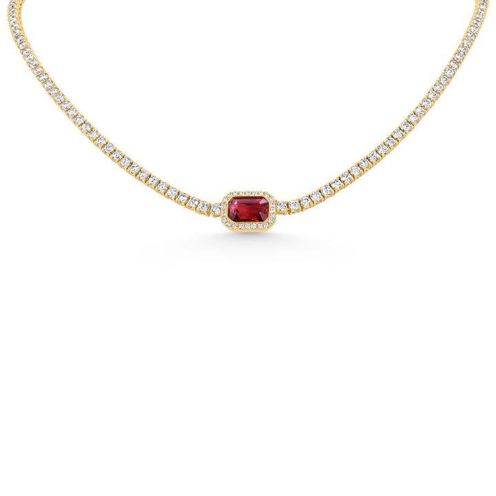 Statement Tourmaline & Lab-Grown Diamond 14K Yellow Gold Eternity Necklace