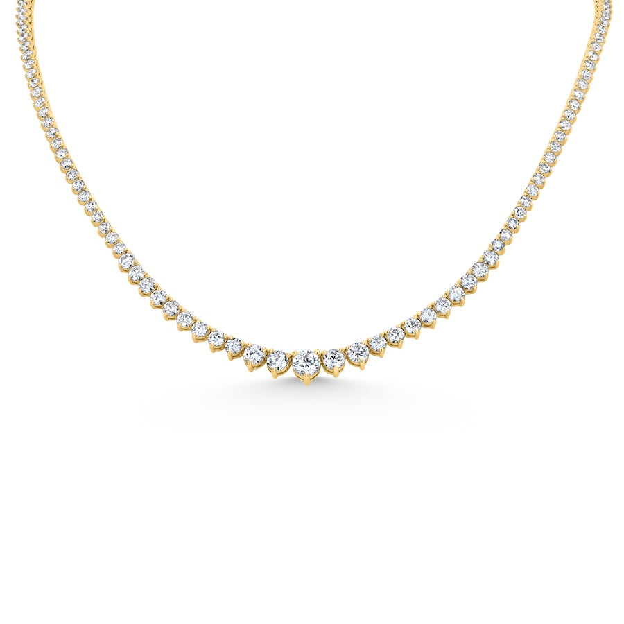 7.86 Carat Lab-Grown Diamond Graduated 14K Yellow Gold Necklace