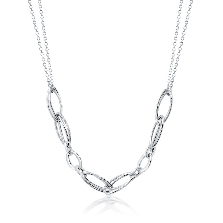 Sterling Silver Textured Multi-Link Necklace