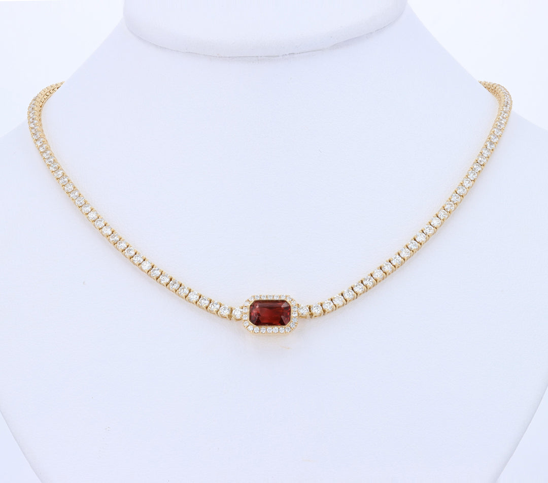 Statement Tourmaline & Lab-Grown Diamond 14K Yellow Gold Eternity Necklace