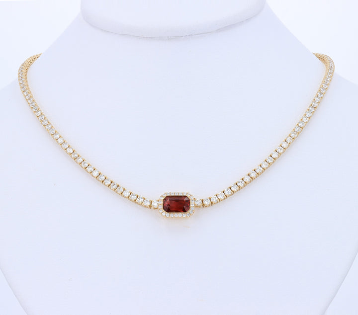 Statement Tourmaline & Lab-Grown Diamond 14K Yellow Gold Eternity Necklace