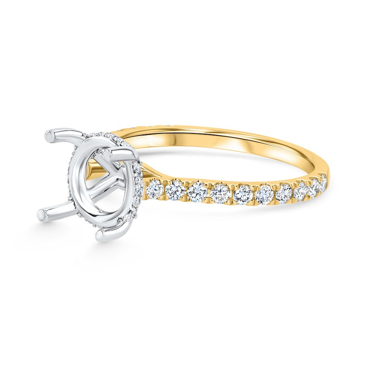 14K YG & Platinum Side Halo Engagement Ring Mounting .42ct