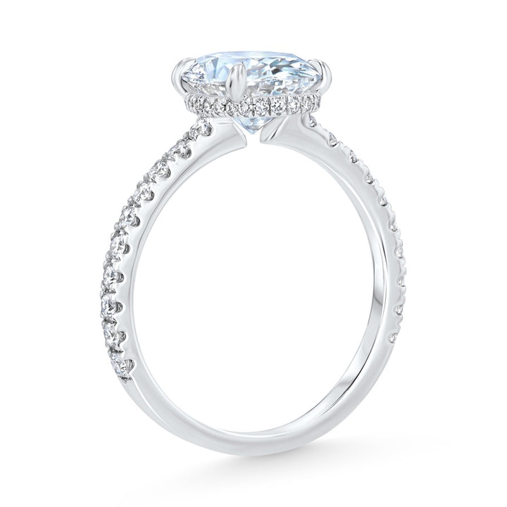 14K White Gold Oval Lab-Grown Diamond Halo Engagement Ring