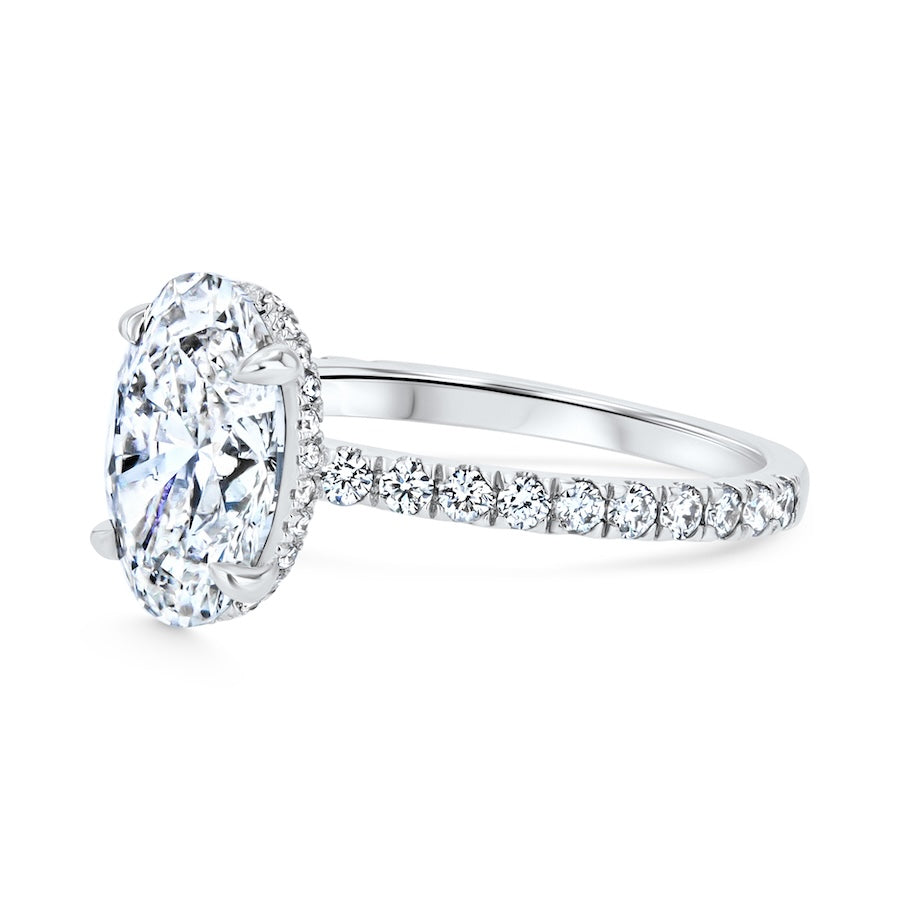 14K White Gold Oval Lab-Grown Diamond Halo Engagement Ring