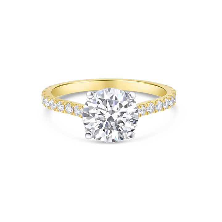 14K YG & Platinum Side Halo Engagement Ring Mounting .42ct