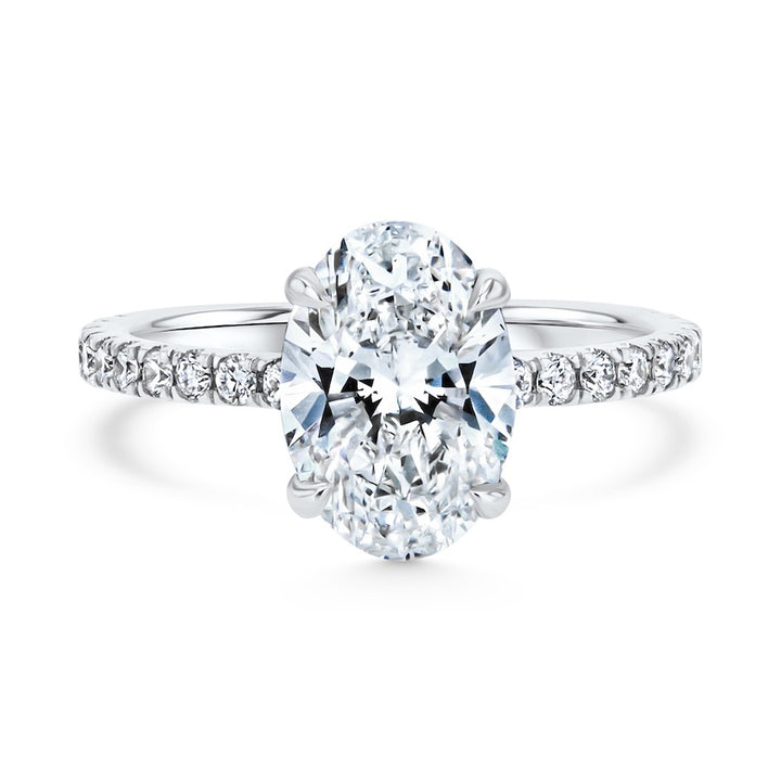 14K White Gold Oval Lab-Grown Diamond Halo Engagement Ring