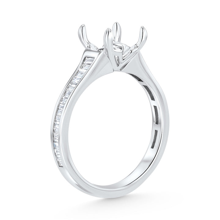 Channel-Set 0.47 Carat Baguette-Cut Diamond 14K White Gold Engagement Setting