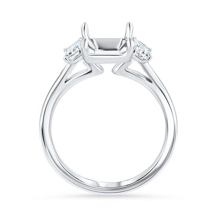 3-Stone Emerald Cut Plat Engagement Ring | Washington Diamond