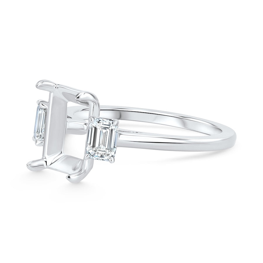 3-Stone Emerald Cut Plat Engagement Ring | Washington Diamond