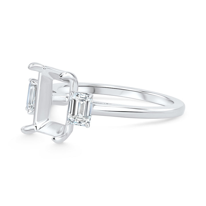 3-Stone Emerald Cut Plat Engagement Ring | Washington Diamond