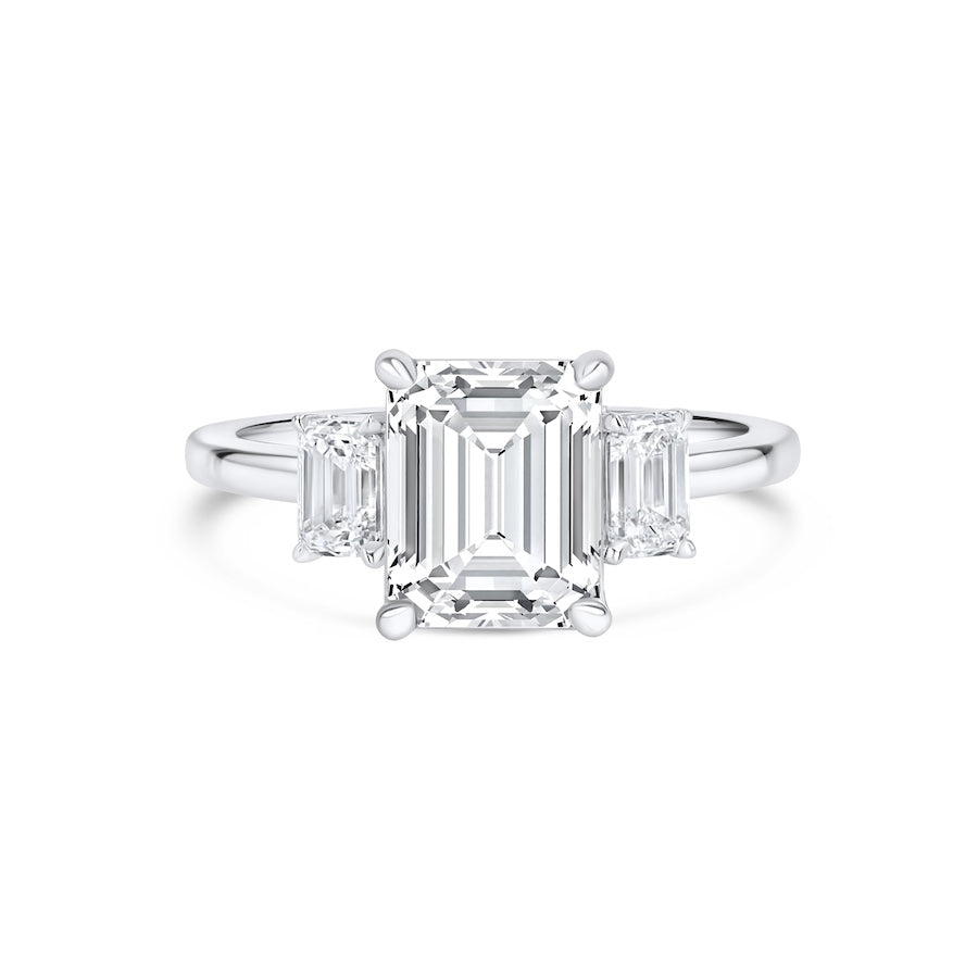 3-Stone Emerald Cut Plat Engagement Ring | Washington Diamond