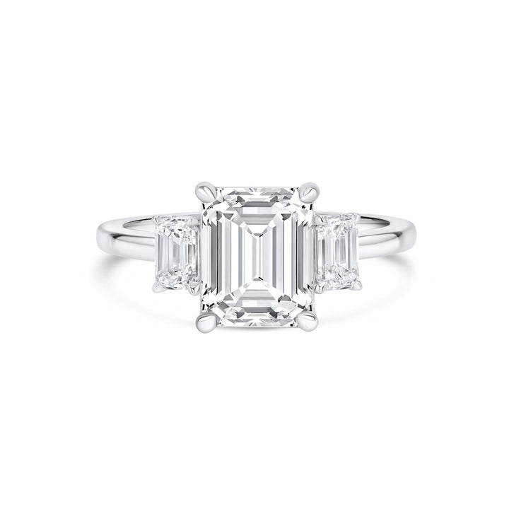 3-Stone Emerald Cut Plat Engagement Ring | Washington Diamond