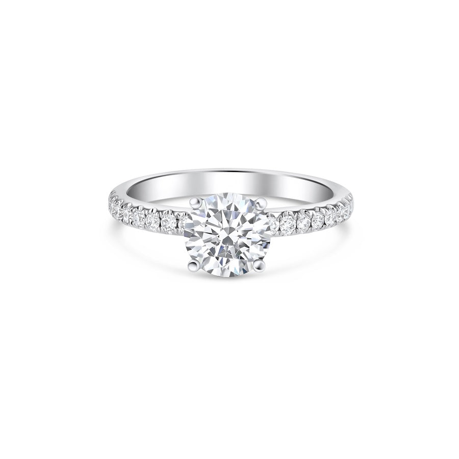 18kt White Gold 4-Prong Engagement Ring Mounting w/ Diamonds