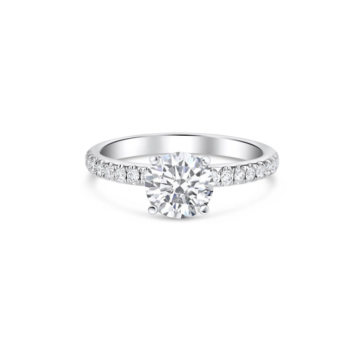 18kt White Gold 4-Prong Engagement Ring Mounting w/ Diamonds