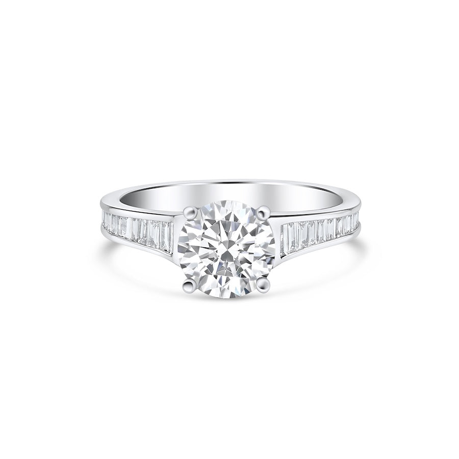 Channel-Set 0.47 Carat Baguette-Cut Diamond 14K White Gold Engagement Setting