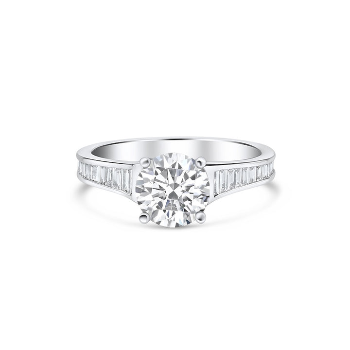 Channel-Set 0.47 Carat Baguette-Cut Diamond 14K White Gold Engagement Setting