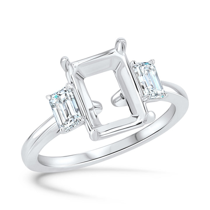 3-Stone Emerald Cut Plat Engagement Ring | Washington Diamond