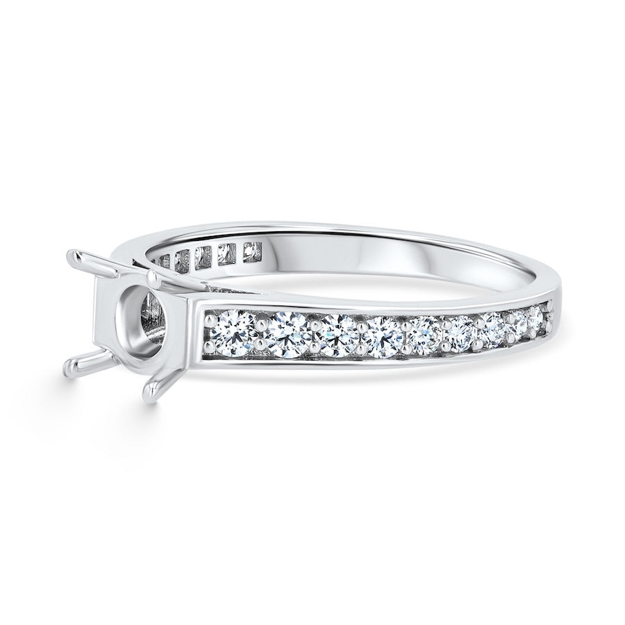 Classic 0.55 Carat Diamond Bead-Set Platinum Engagement Setting