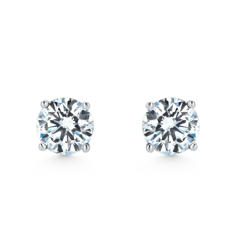 0.90-0.94 Carat Round Diamond IJ-SI 14K White Gold Stud Earrings