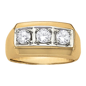 3 Stone Round Diamond Mens Ring