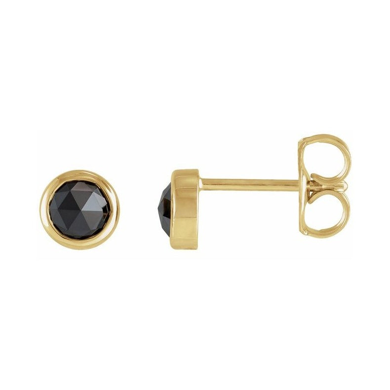 Round Bezel-Set Rose-Cut Stud Earrings