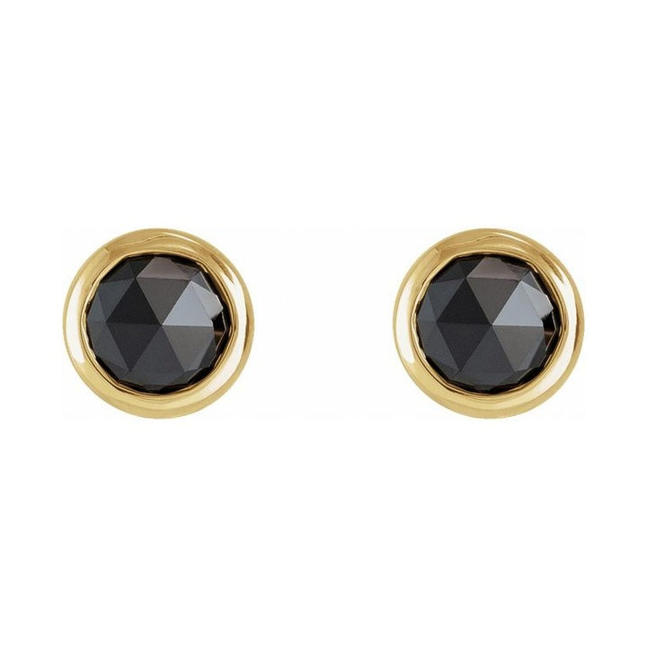 Round Bezel-Set Rose-Cut Stud Earrings