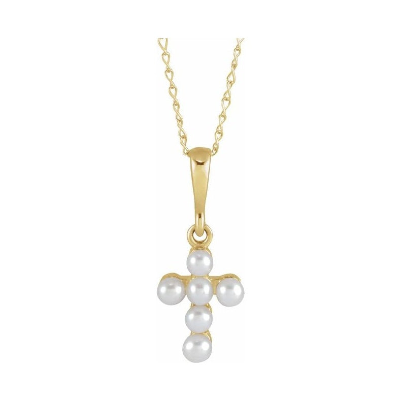 Pearl Youth Cross Necklace or Pendant