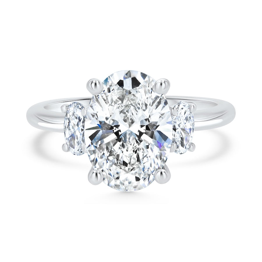 3-Stone Lab Oval 14KW Trellis Engagement Setting | Washington Diamond