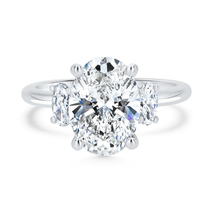 Three-Stone Oval Lab-Grown Diamond 14K White Gold Trellis Engagement Ring Setting